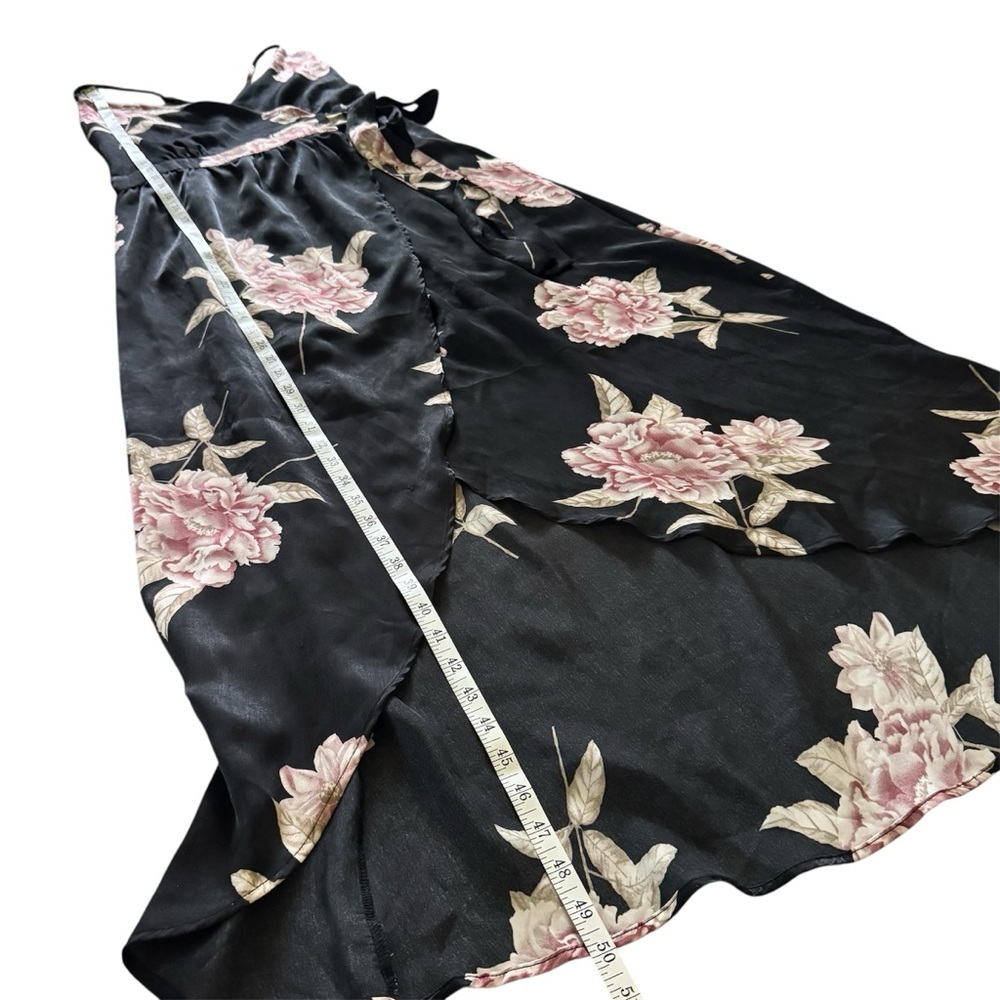 Urban Outfitters Black Satin Floral Wrap Maxi Dress S - Picture 11 of 13